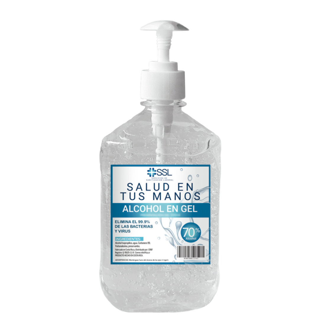 - SSL ALCOHOL EN GEL 70% ELIMINA EL 99.9% DE BACTERIAS 500ML