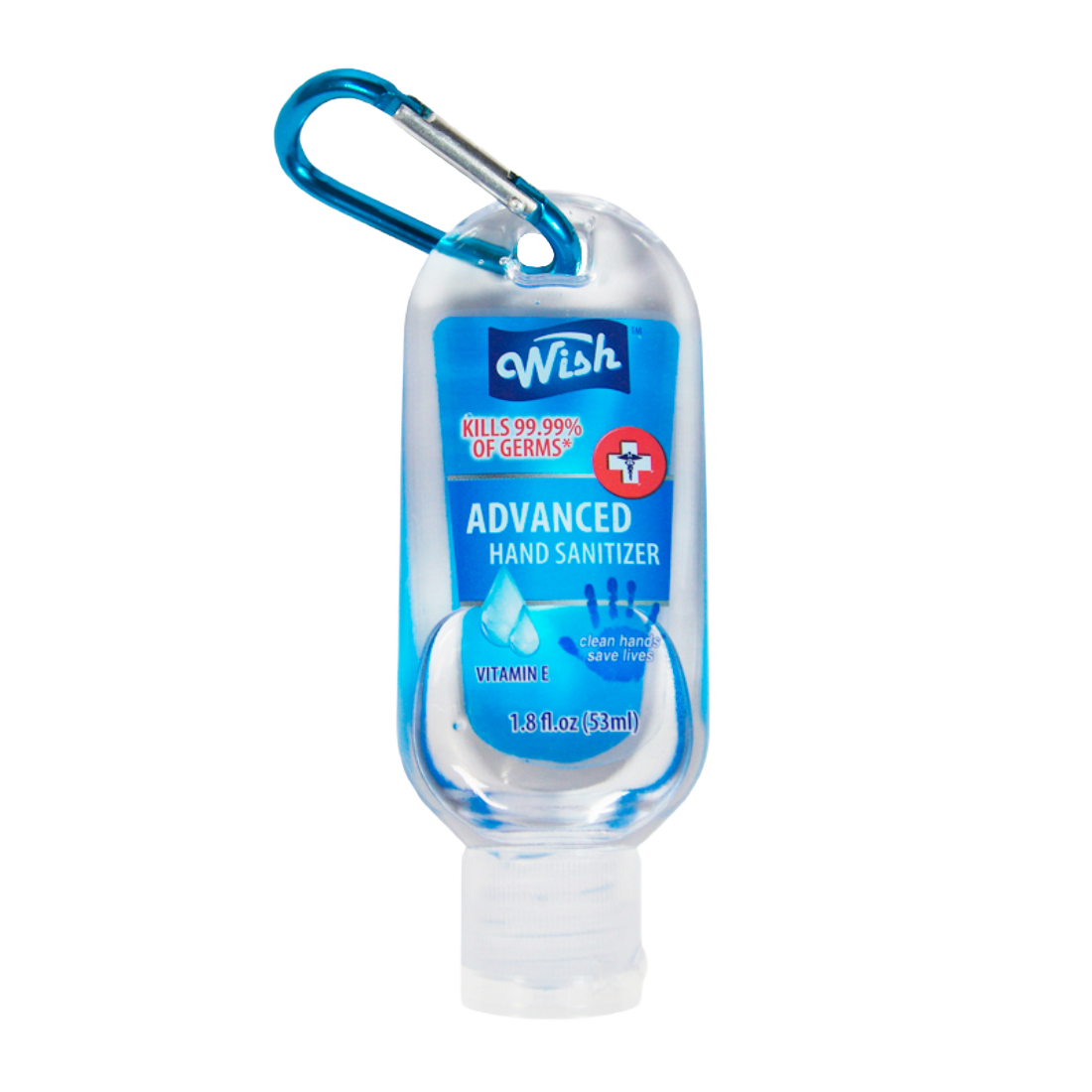 WISH - ALCOHOL EN GEL 70% ELIMINA EL 99.99% DE BACTERIAS CON VITAMINA E 53ML