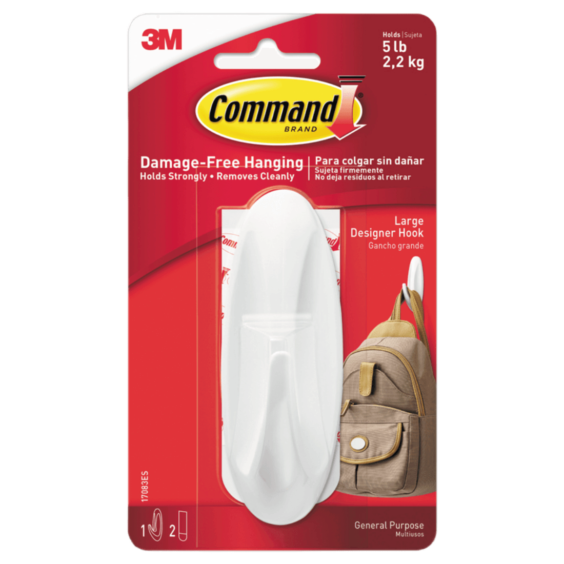 Gancho Adhesivo 3M™ Command® Uso General, Grande, Blanco