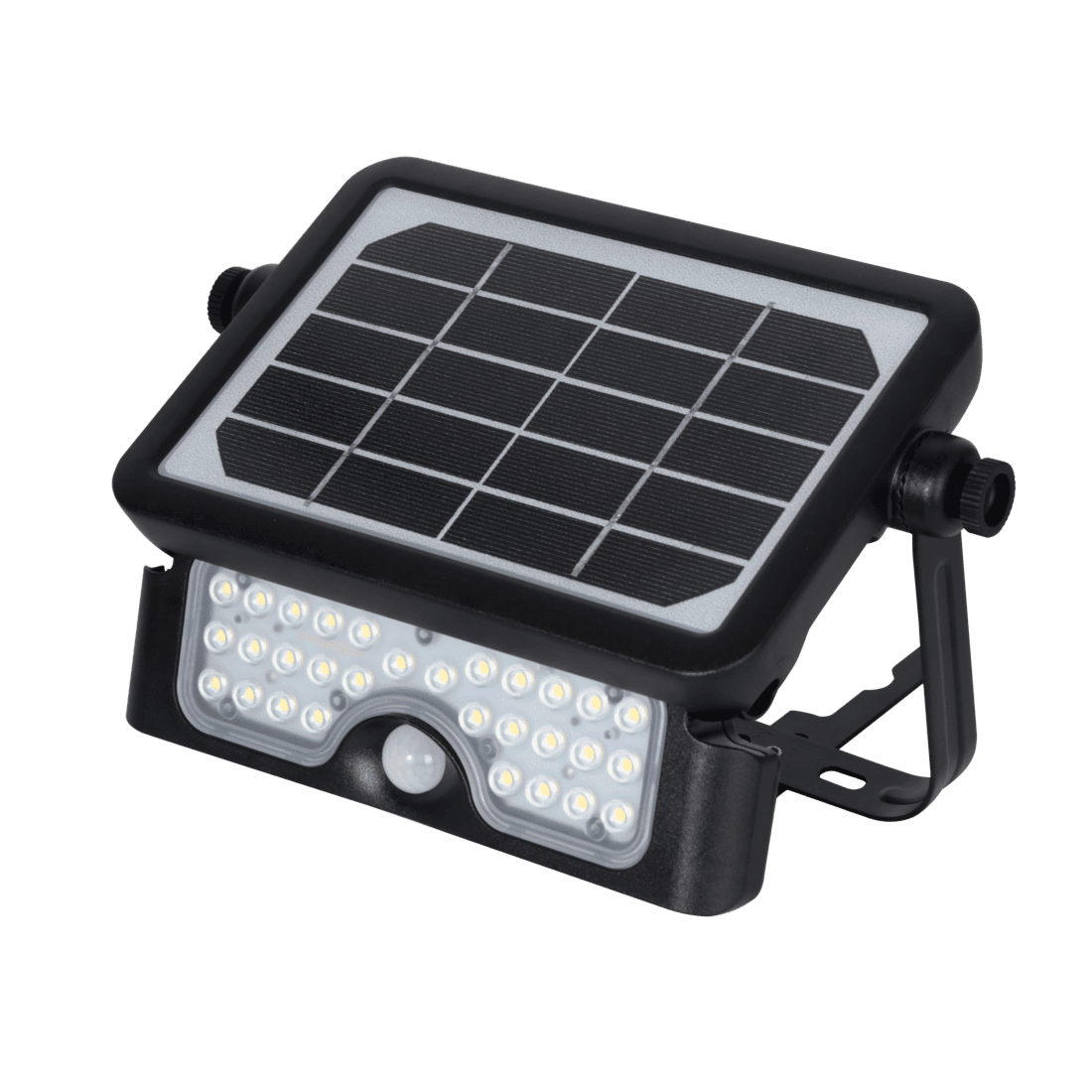 Lámpara LED con sensor de movimiento, panel solar y bat