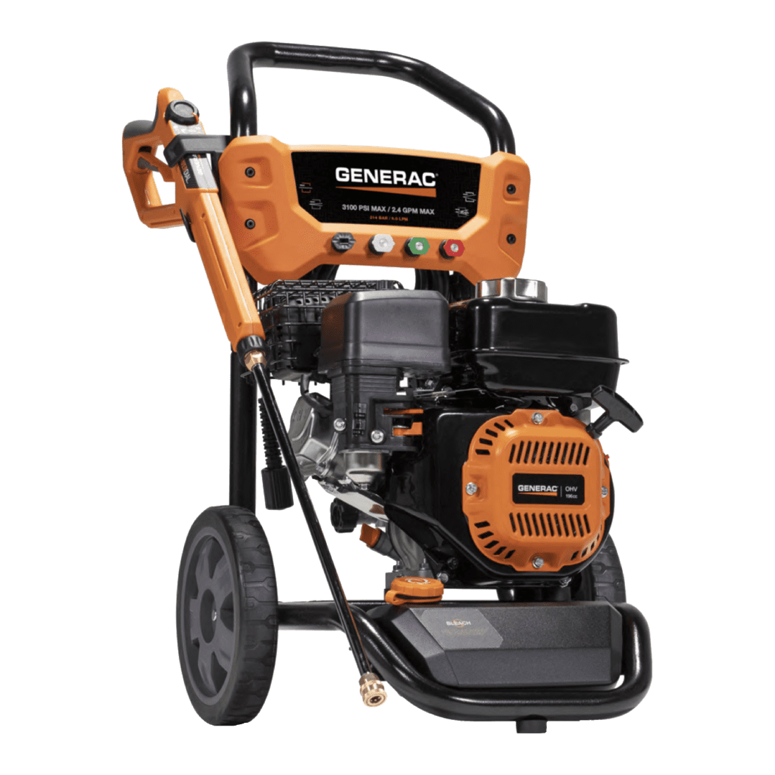 GENERAC 8899 HIDROLAVADORA MOVIL 3100 PSI 2.4GPM MOTOR GASOLINA GENERAC OHV 196CC (OLD 007019-0)