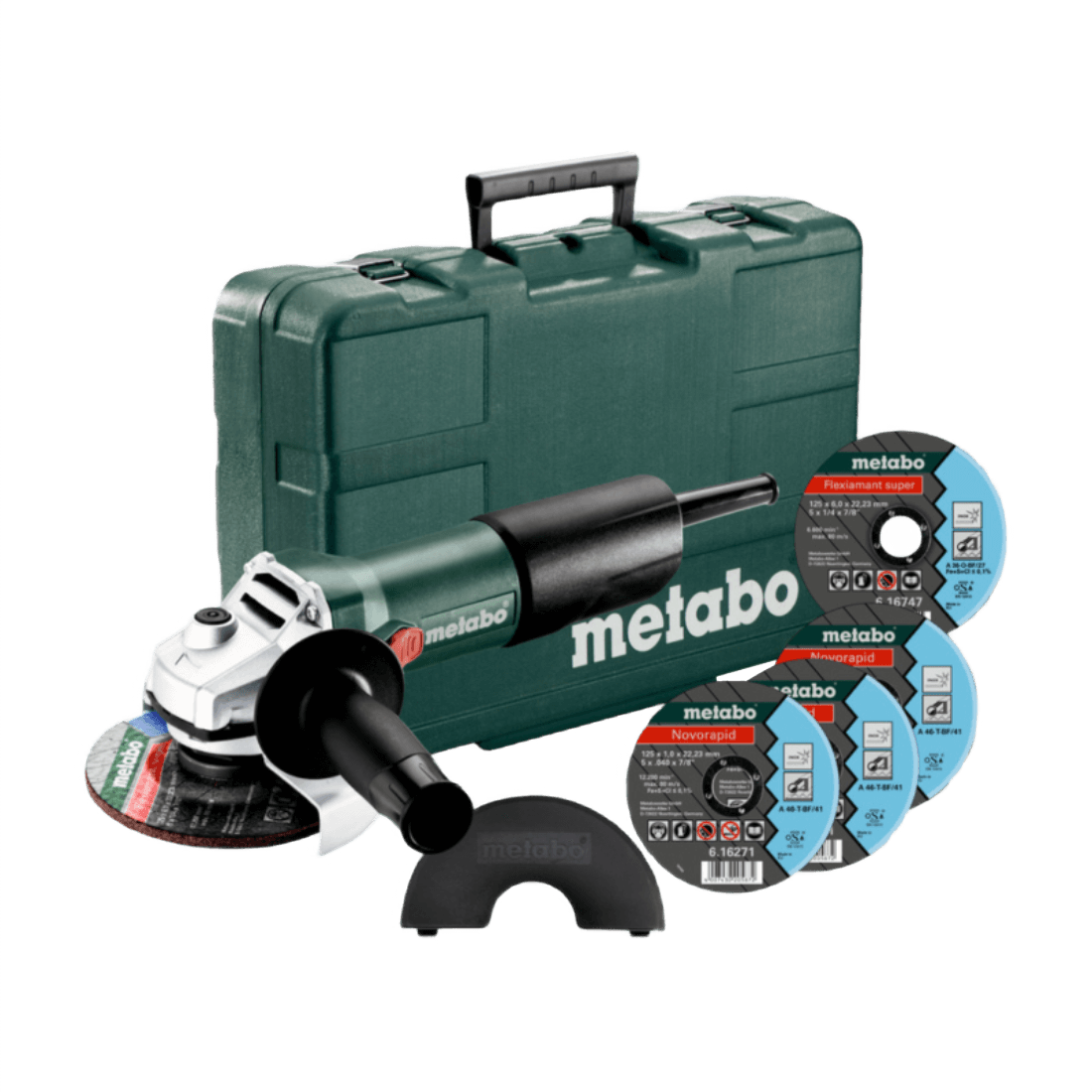 METABO W 850-125 SET / 603608830 ESMERILADORA ANGULAR 125MM (5") 7000RPM 850W 110V +3 DISC NOVO RAPID+1FLEXIAMANT + MALETIN
