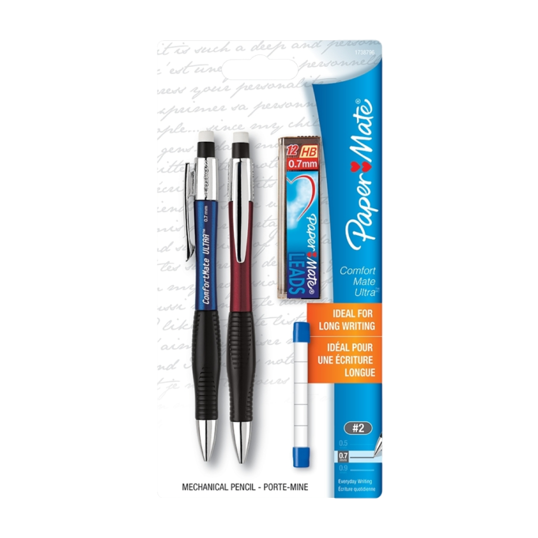 PAPER MATE 1738796 PAQUETE DE 2 LAPIZ DE MINA 0.7MM ROJO Y AZUL INCLUYE 12 MINAS 4057477