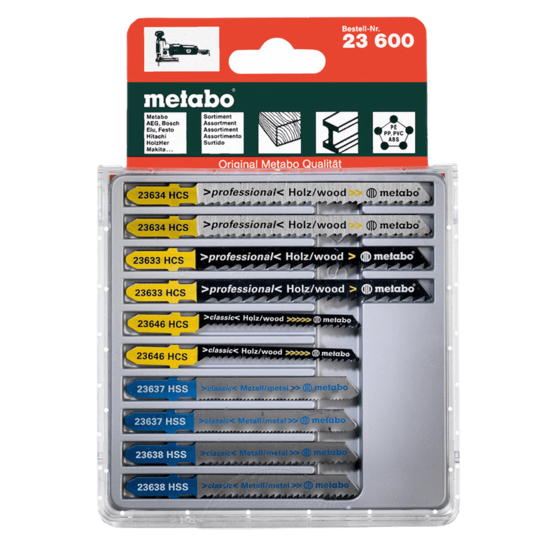 METABO 6.23600 SURTIDO DE HOJAS DE SIERRA PARA CALADORAS P/MADERA METAL Y PLASTICO - 10PCS
