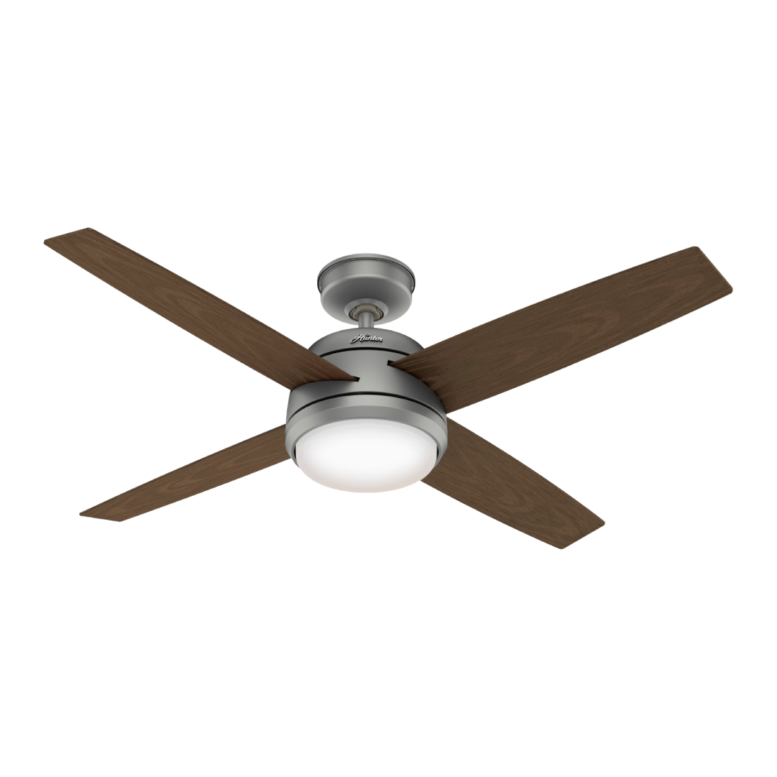 HUNTER 59616 VENTILADOR RESIDENCIAL OCEANA P/TECHO C/LUZ LED 800LM 4ASPAS DIAMETRO 1.3M 47W 110V CAFE/PLATEADO