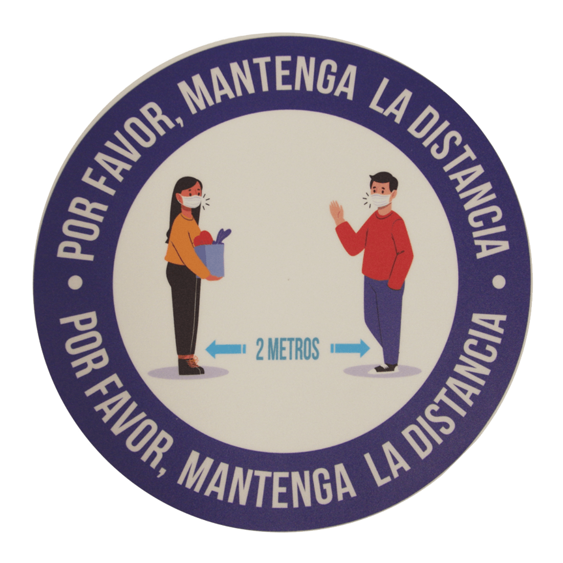 - - VINILO ADHESIVO CIRCULAR PARA PISO DISTANCIAMIENTO 2M 31CM (PAQ.X6 UNIDADES)