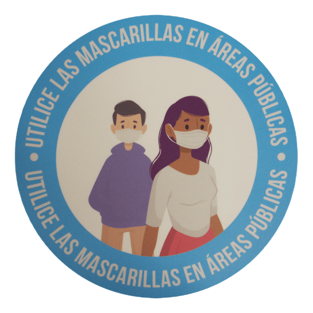- - VINILO ADHESIVO CIRCULAR  PARA PISO USO DE MASCARILLA 31CM (PAQ.X3 UNIDADES)